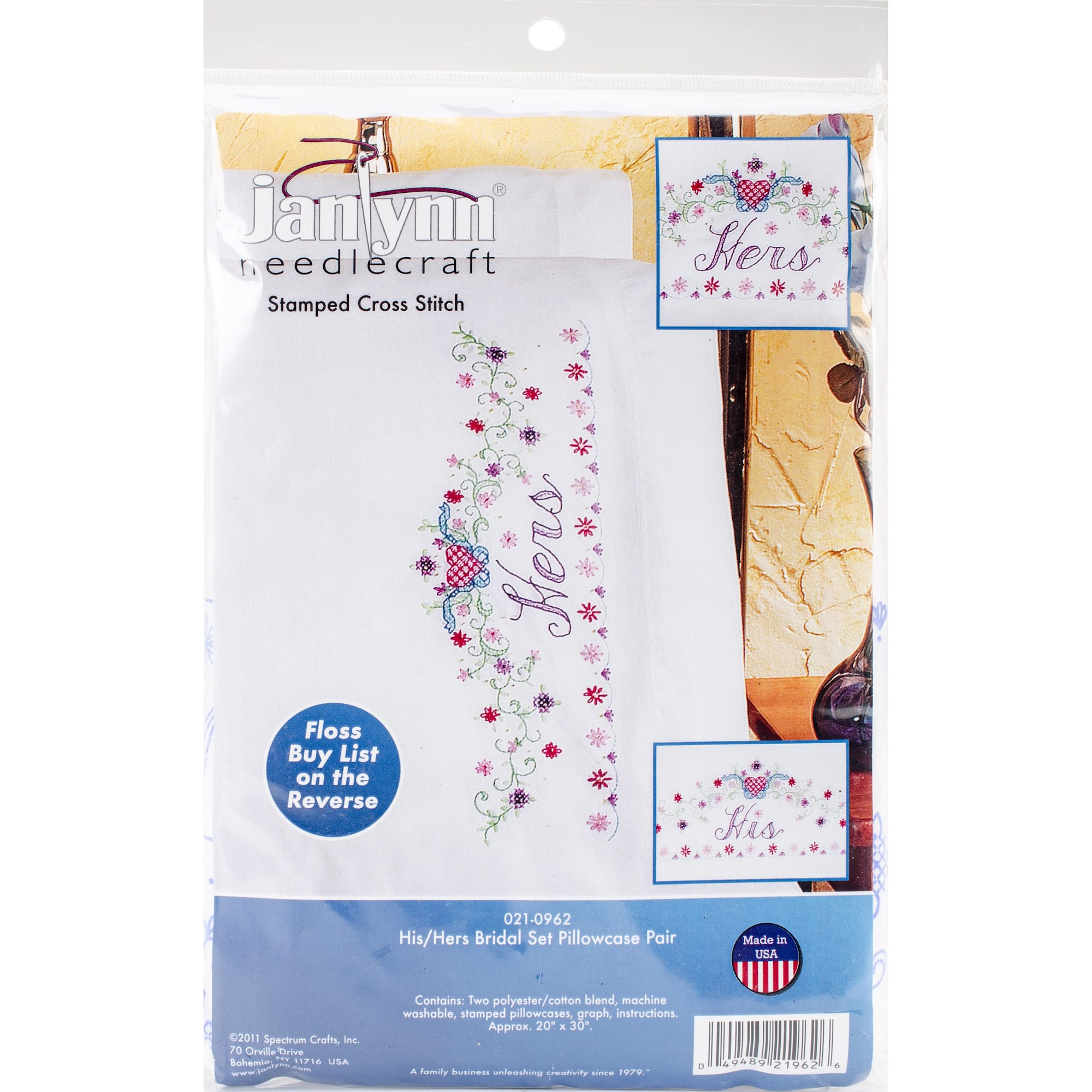 Janlynn® His & Hers Stamped Cross Stitch Bridal Pillowcase Set